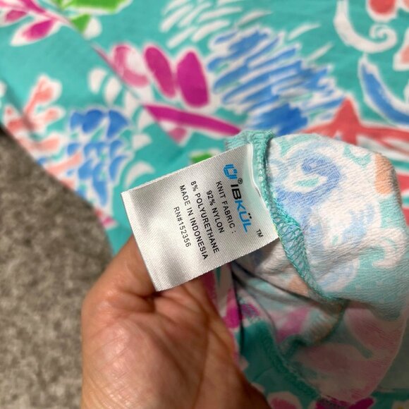 IBKUL Womens XS Tropical Print Half-Zip Short Sleeve Shirt Multicolor - Picture 2 of 7